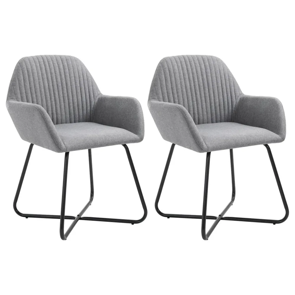 Credenza Vetrina Sedie da Pranzo 2 pz Grigio Evidente Tessuto