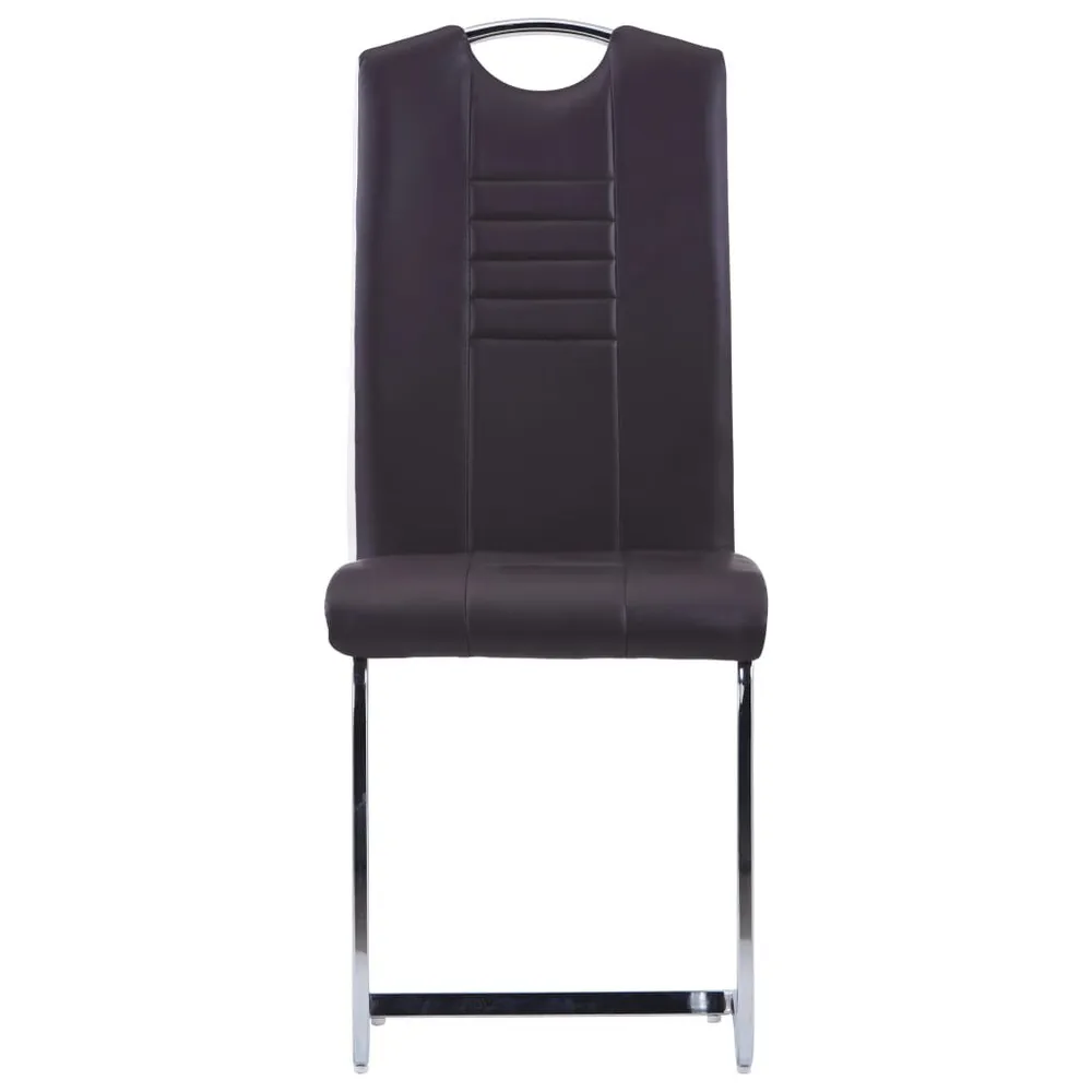 Credenza Vetrina Sedie da Pranzo Sbalzo 2 pz Marroni Similpelle