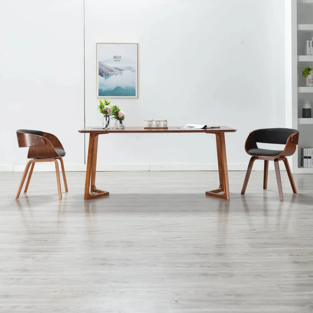 Design Moderno e Funzionale Sedia da Pranzo Grigia Legno Curvato e Tessuto