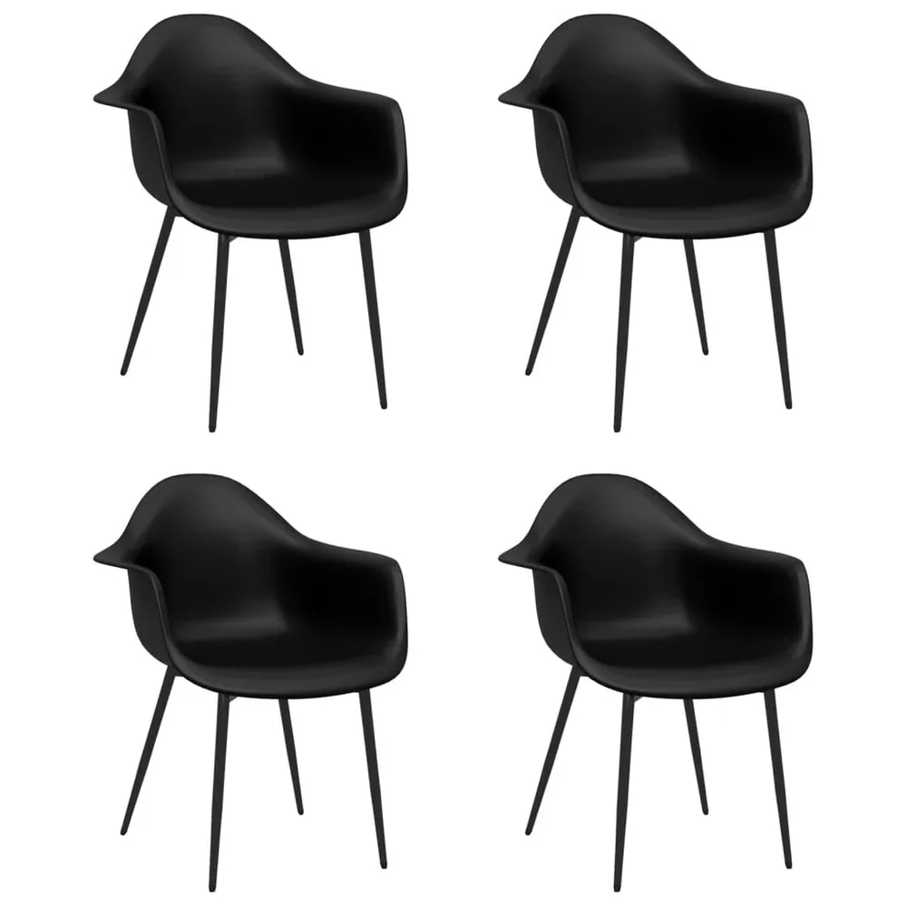 Design Moderno e Funzionale Sedie da Pranzo 4 pz Nere PP