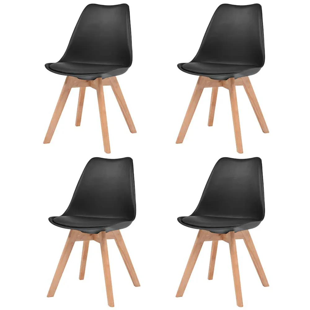 Isola Cucina Sedie da Pranzo 4 pz Nere Plastica