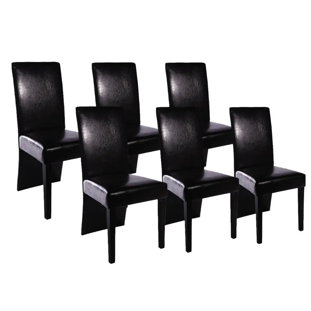 Isola Cucina Sedie da Pranzo 6 pz Nere Similpelle