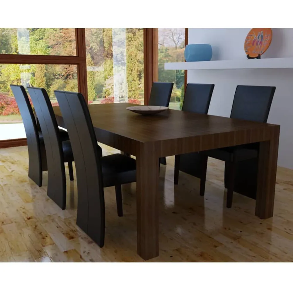 Isola Cucina Sedie da Pranzo 6 pz Nere Similpelle