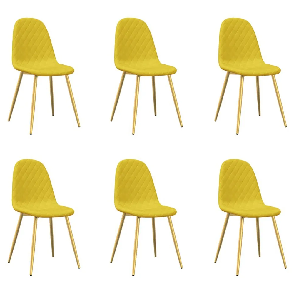 Mobile Angolo Sedie da Pranzo 6 pz Giallo Senape Velluto