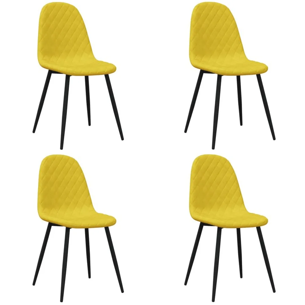 Mobile Angolo Sedie da Pranzo 4 pz Giallo Senape Velluto