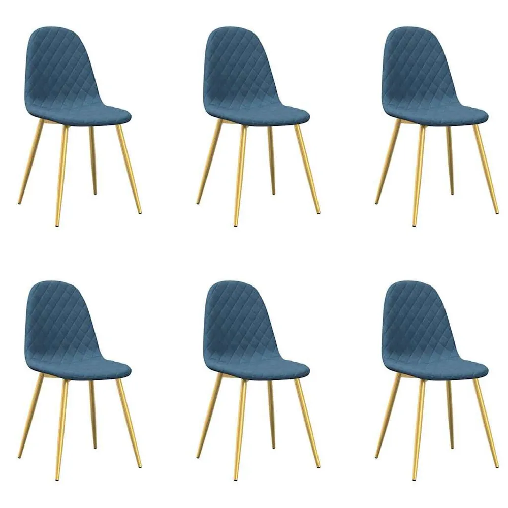 Panchetta con Contenitore Sedie da Pranzo 6 pz Blu Velluto
