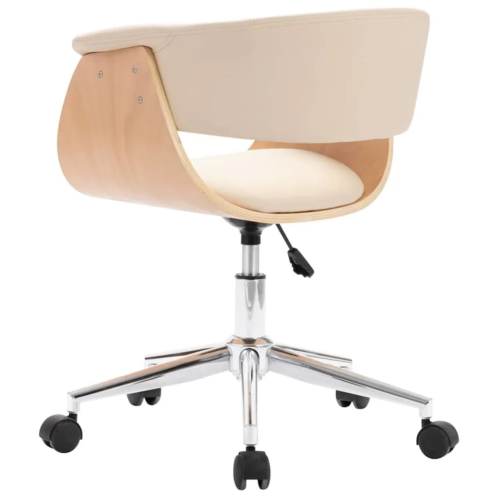 Premium Legno Massello Sedia da Pranzo Crema Legno Piegato e Similpelle
