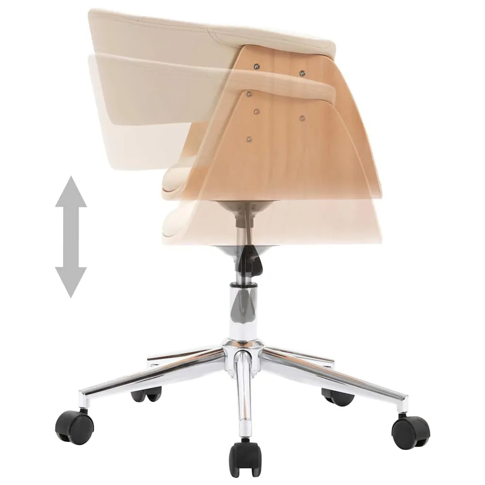Premium Legno Massello Sedia da Pranzo Crema Legno Piegato e Similpelle