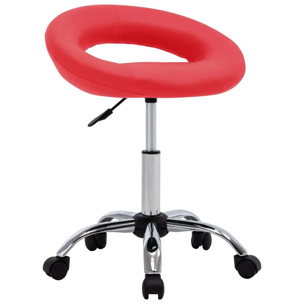 Premium Legno Massello Sedia da Pranzo Girevole Rossa Similpelle