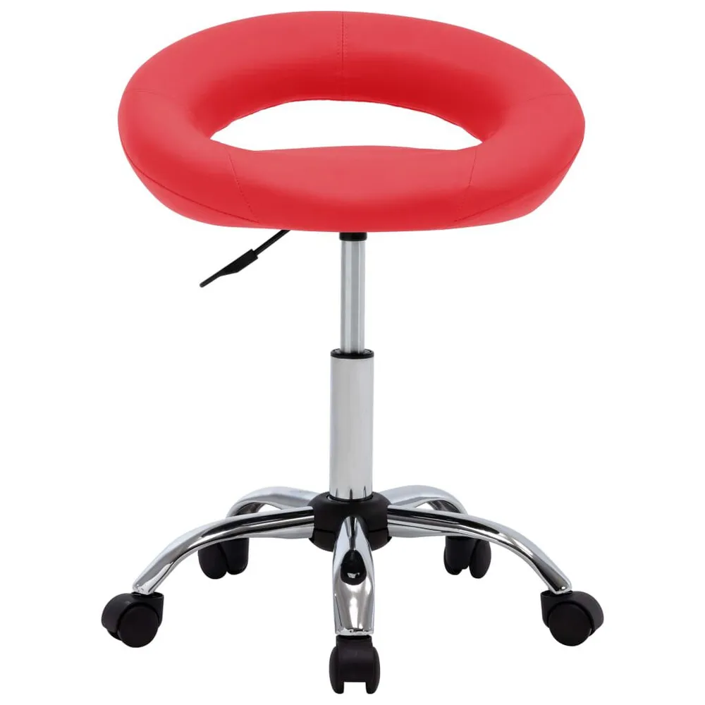 Premium Legno Massello Sedia da Pranzo Girevole Rossa Similpelle