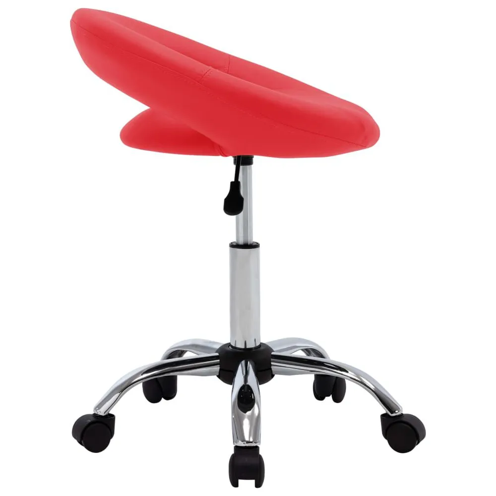 Premium Legno Massello Sedia da Pranzo Girevole Rossa Similpelle