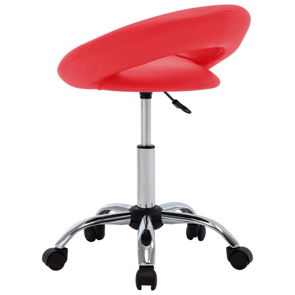 Premium Legno Massello Sedia da Pranzo Girevole Rossa Similpelle
