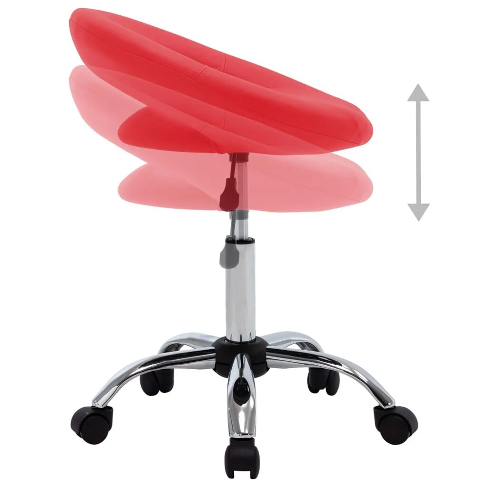 Premium Legno Massello Sedia da Pranzo Girevole Rossa Similpelle
