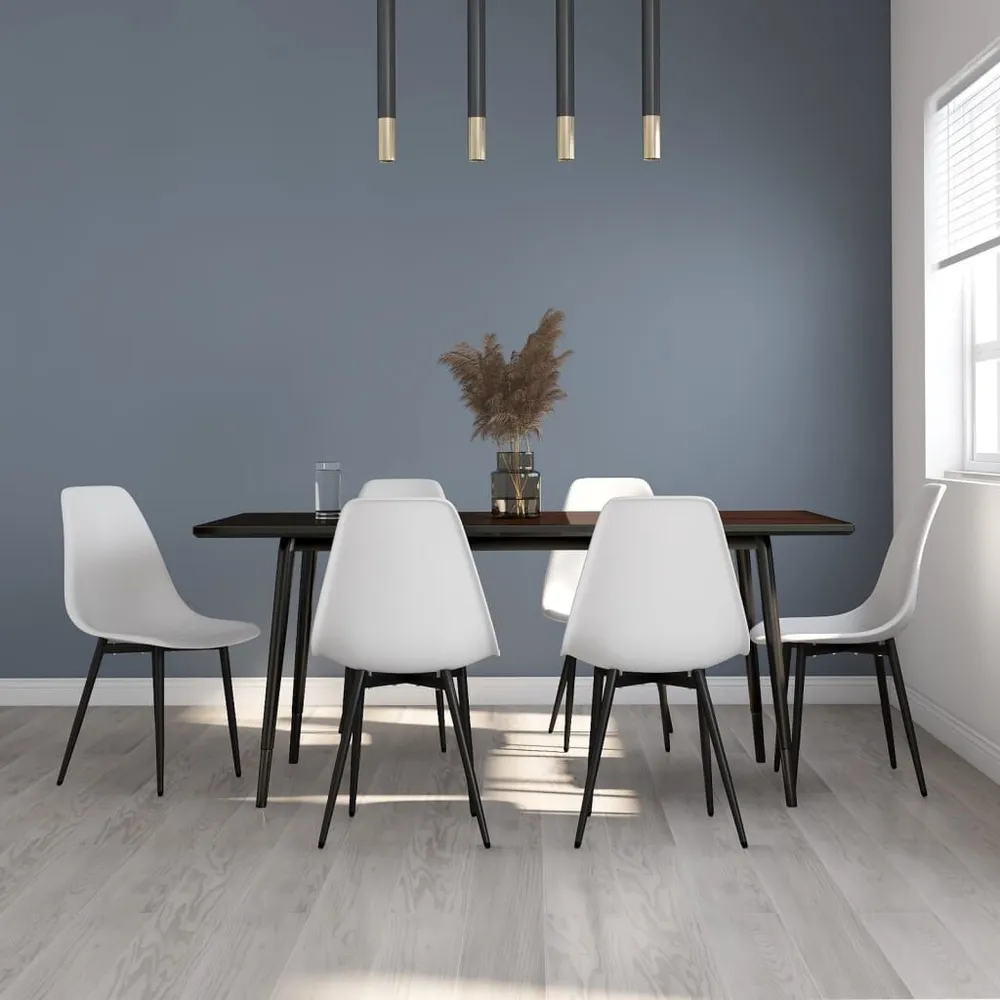 Premium Legno Massello Sedie da Pranzo 6 pz Bianche PP