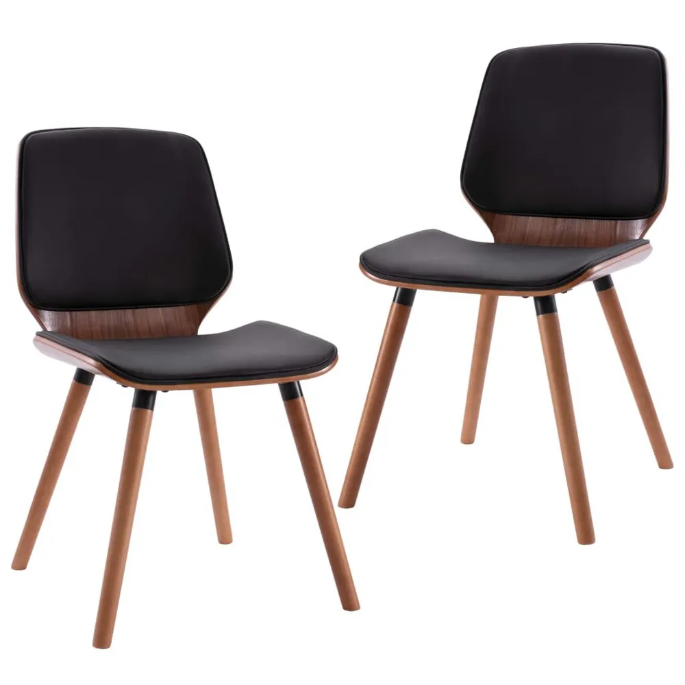 Premium Legno Massello Sedie da Pranzo 2 pz Nere Similpelle
