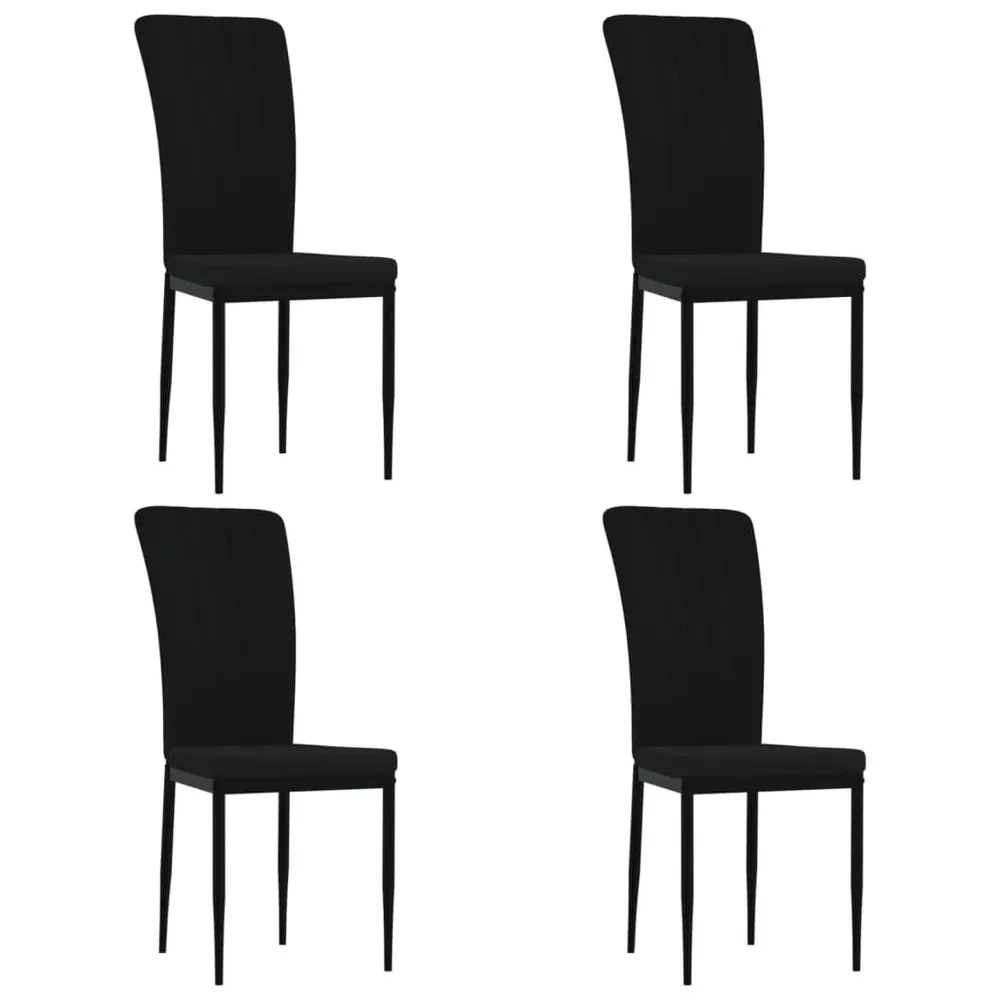 Premium Legno Massello Sedie da Pranzo 4 pz Nere Velluto