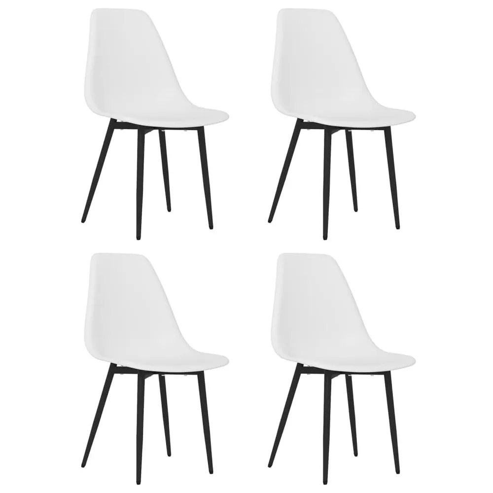 Sedie da Pranzo 4 pz Bianche PP con Cassetti Soft-Close
