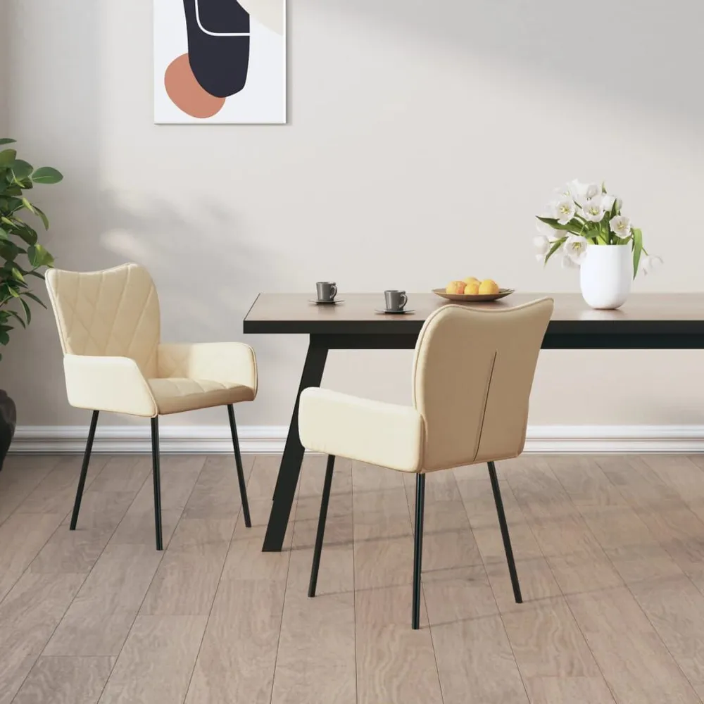 Sedie da Pranzo 2 pz Crema Tessuto Noce Naturale