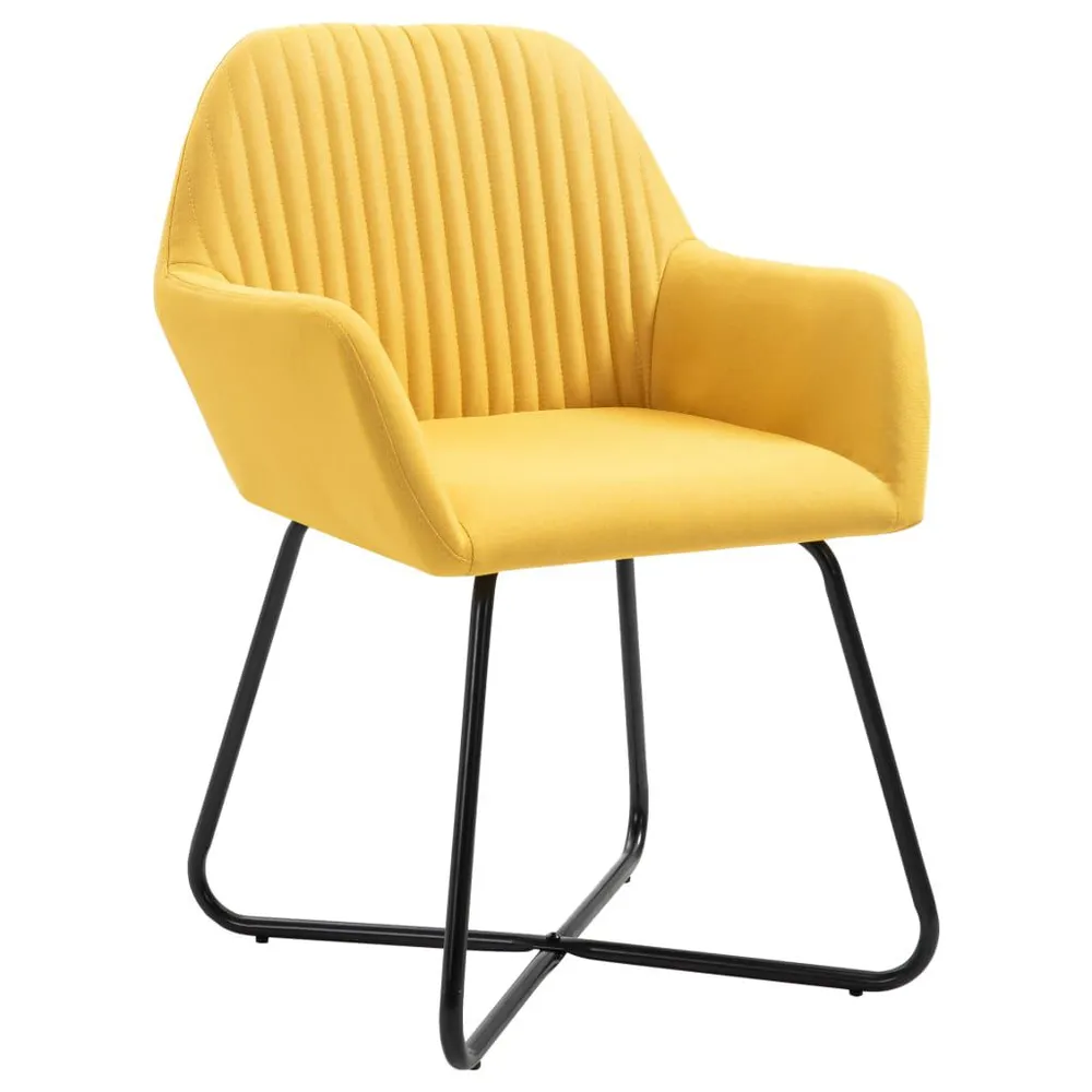 Sedie da Pranzo 2 pz Gialle Tessuto con Cassetti Soft-Close