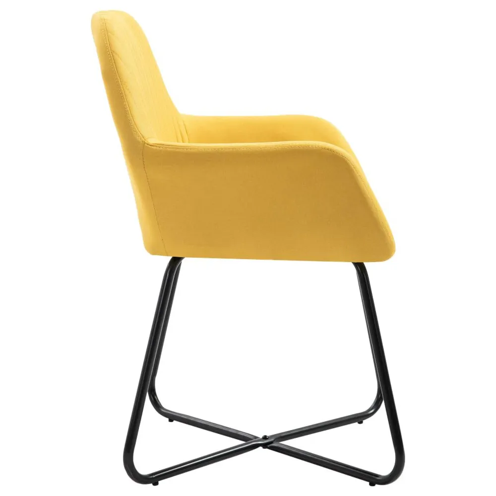 Sedie da Pranzo 2 pz Gialle Tessuto con Cassetti Soft-Close