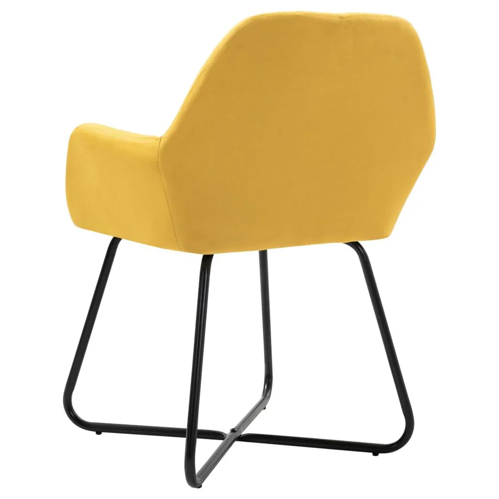 Sedie da Pranzo 2 pz Gialle Tessuto con Cassetti Soft-Close