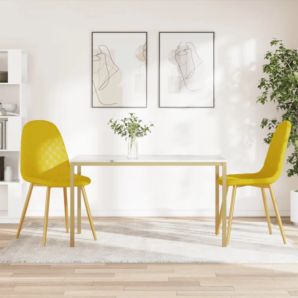 Sedie da Pranzo 2 pz Giallo Senape Velluto Facile Montaggio