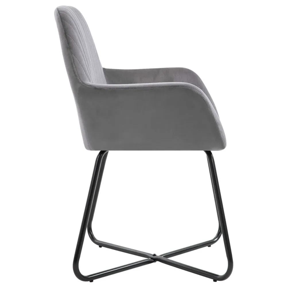 Sedie da Pranzo 6 pz Grigie Velluto Stile Rustico
