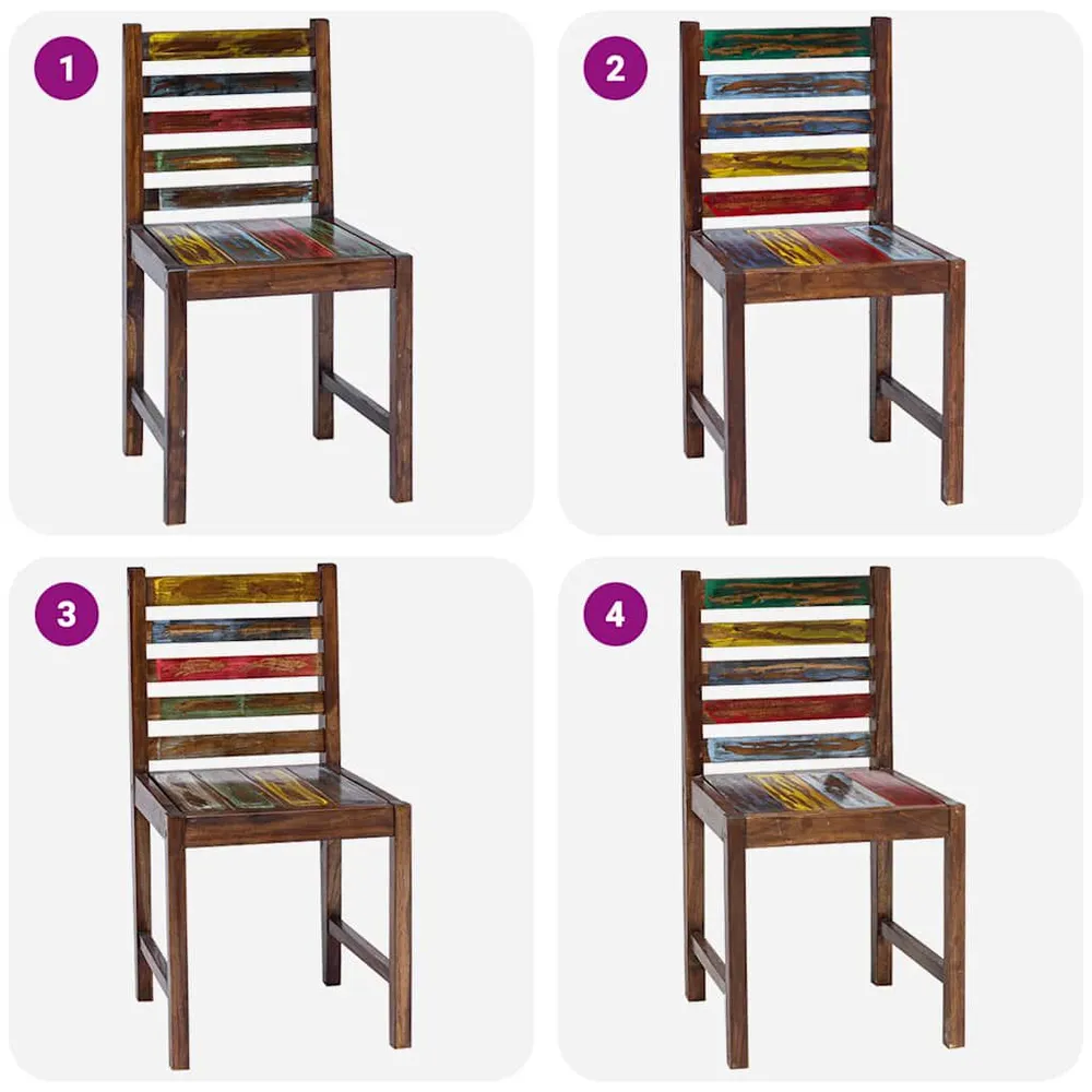 Sedie da Pranzo 2 pz Legno Massello di Recupero con Cassetti Soft-Close