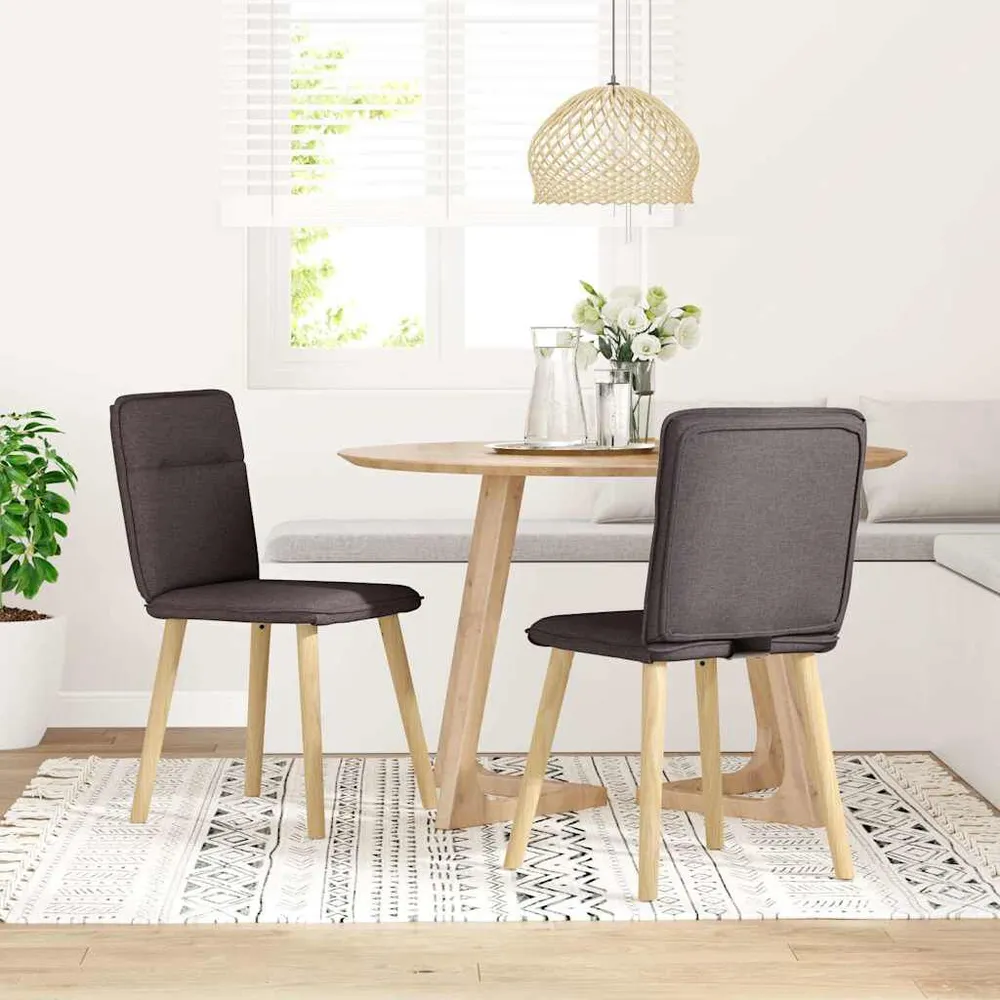 Sedie da Pranzo 2 pz Marrone Nero Tessuto