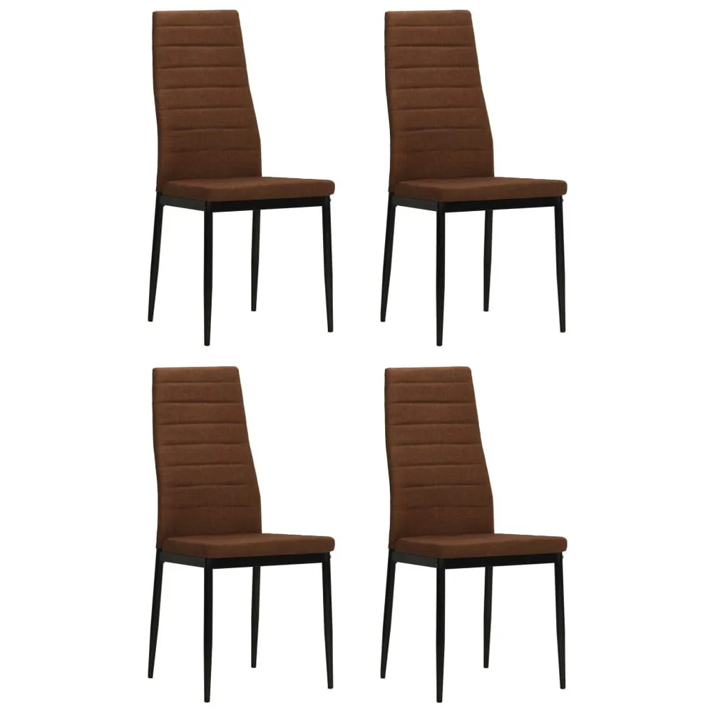 Sedie da Pranzo 4 pz Marroni Tessuto con Piano Marmo Sintetico
