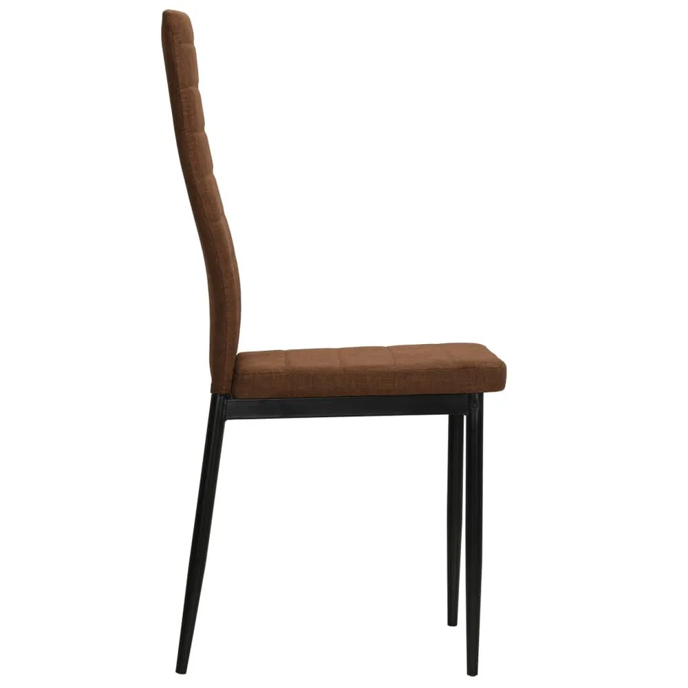 Sedie da Pranzo 4 pz Marroni Tessuto con Piano Marmo Sintetico