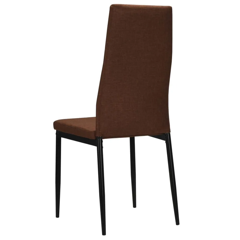 Sedie da Pranzo 4 pz Marroni Tessuto con Piano Marmo Sintetico