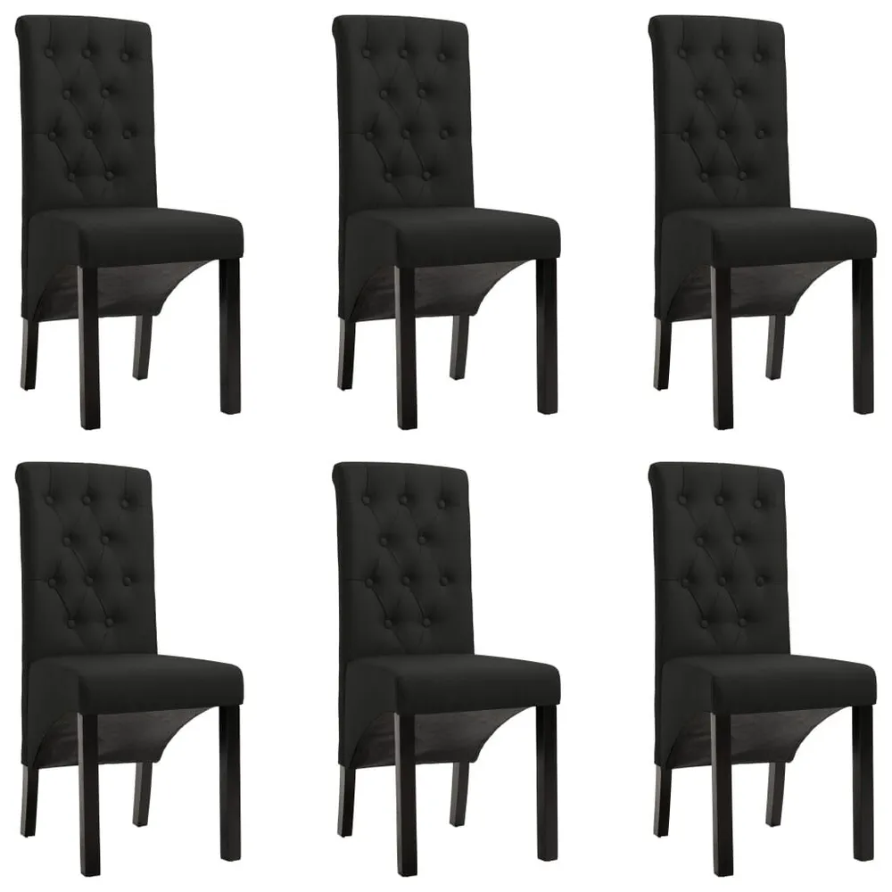Sedie da Pranzo 6 pz Nere Tessuto Facile Montaggio