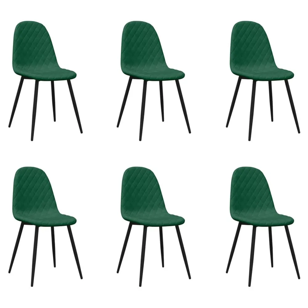 Sedie da Pranzo 6 pz Verde Tenebroso Velluto