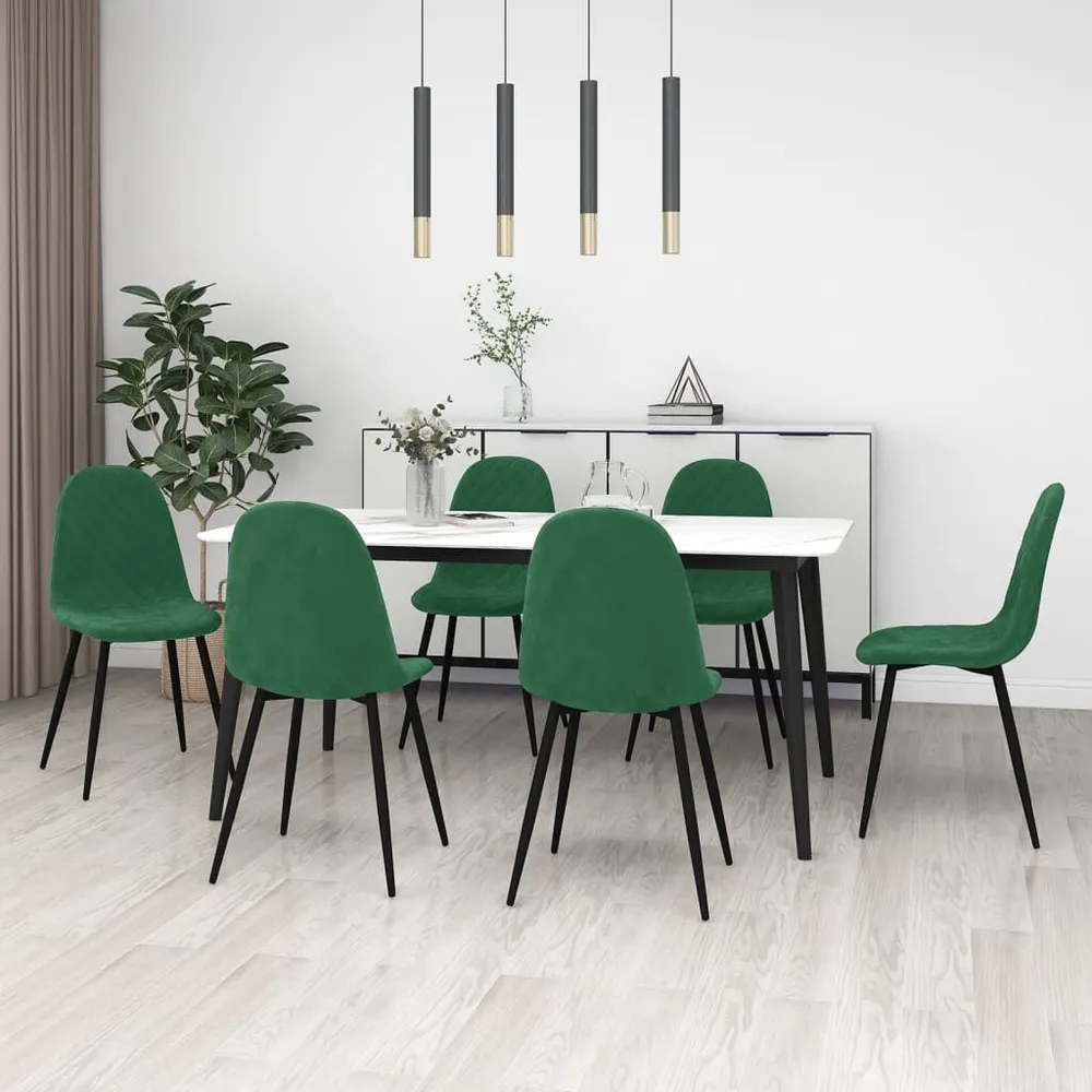 Sedie da Pranzo 6 pz Verde Tenebroso Velluto
