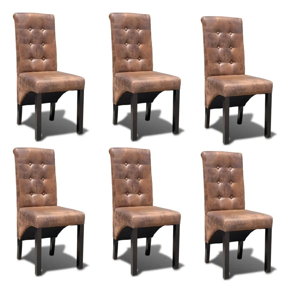 Set Sala da Pranzo Sedie da Pranzo 6 pz Marroni Similpelle