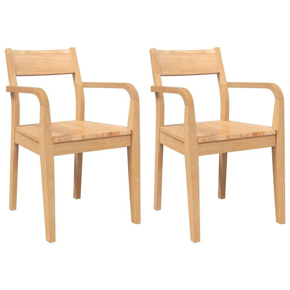 Set Sala da Pranzo Sedie da Pranzo 2 pz Naturale Legno Massello di Hevea