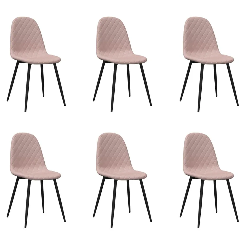 Set Sala da Pranzo Sedie da Pranzo 6 pz Rosa Velluto