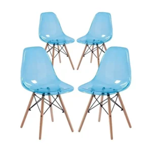 WeHome -Sedie moderne da cucina colorate con seduta trasparente blu - Betty