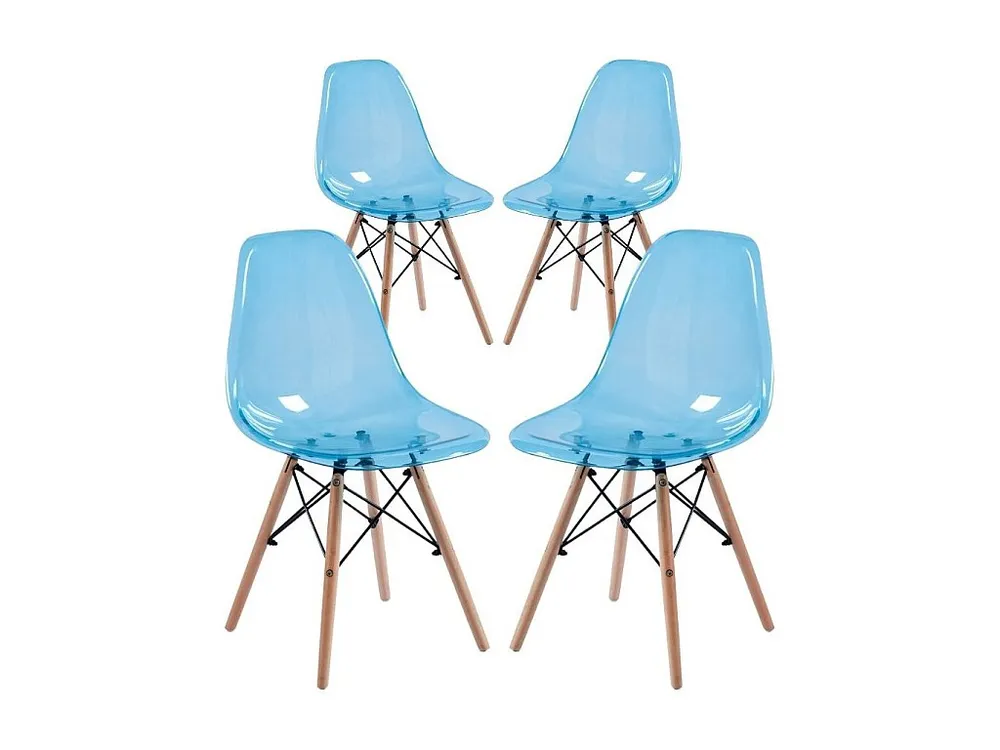 WeHome -Sedie moderne da cucina colorate con seduta trasparente blu - Betty