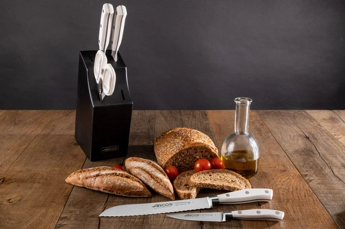 Set di cucina 4 pezzi Serie Riviera Blanc + Forbici + Ceppo con Garanzia 5 Anni