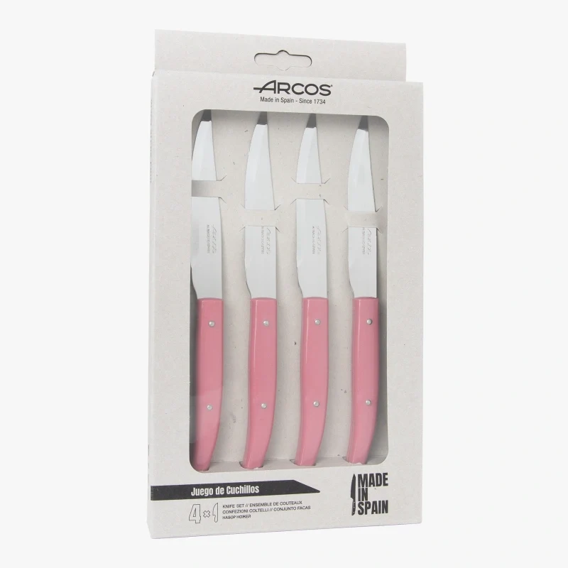 Set 4 pezzi Coltello Bistecca Rosa Microseghettato