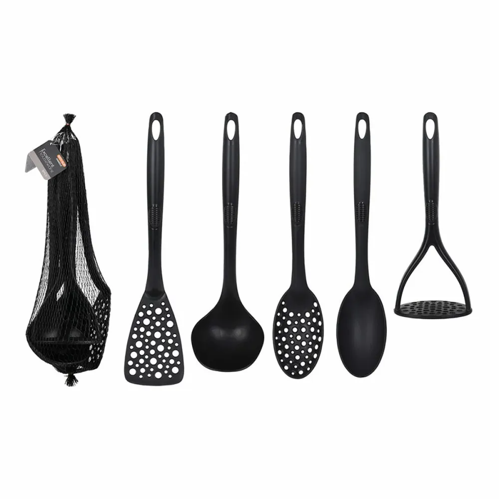 Set di Utensili da Cucina Lifetime Nero Plastica 5 Pezzi Acciaio Cromato