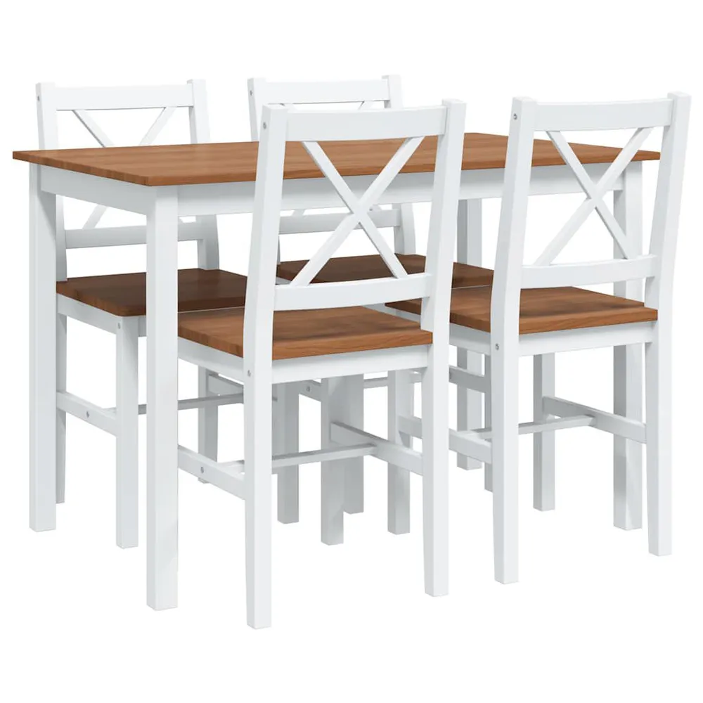 Buffet Pensile Set da Pranzo 5 pz Marrone e Bianco