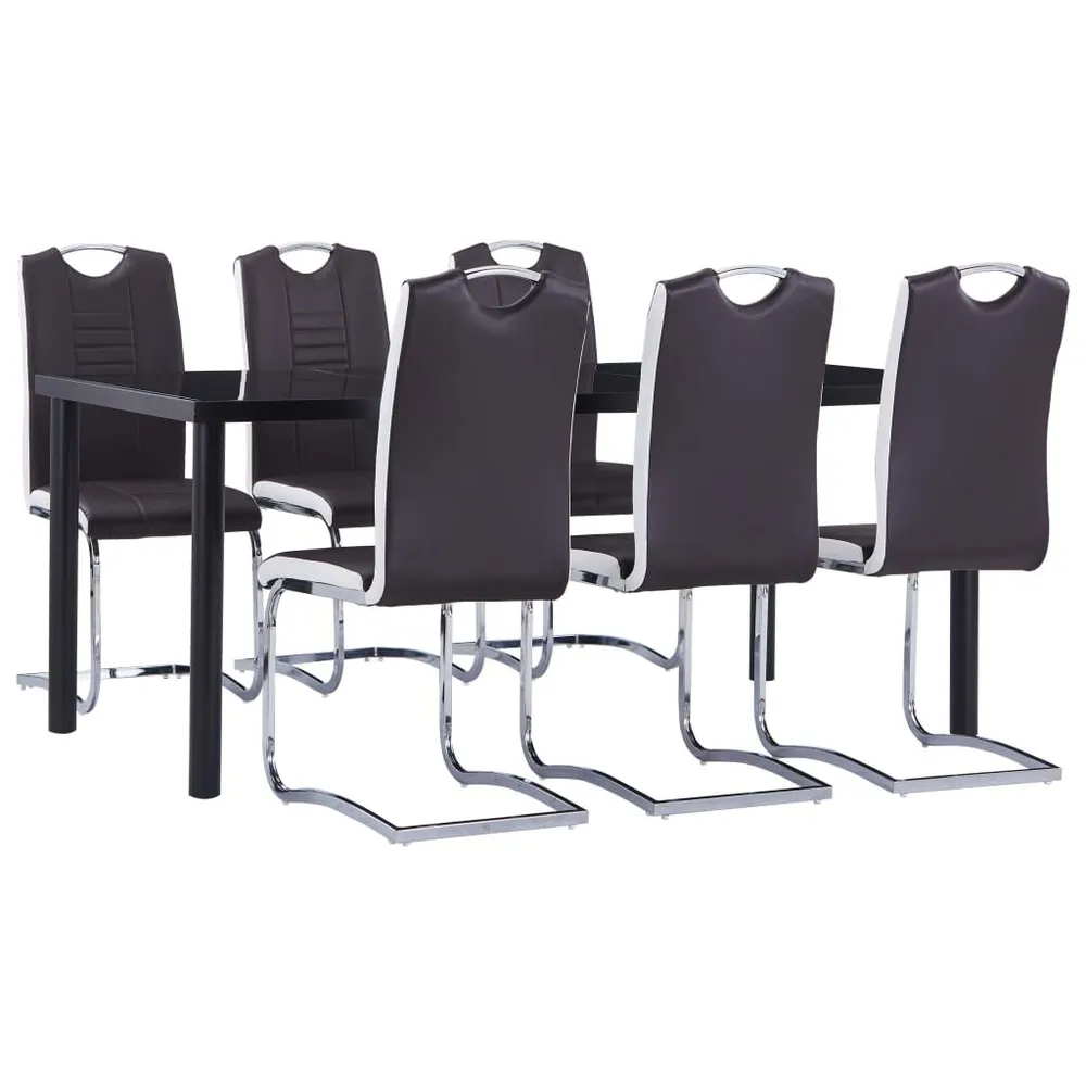 Carrello Portavivande Set Sala da Pranzo 7 pz Similpelle Marrone