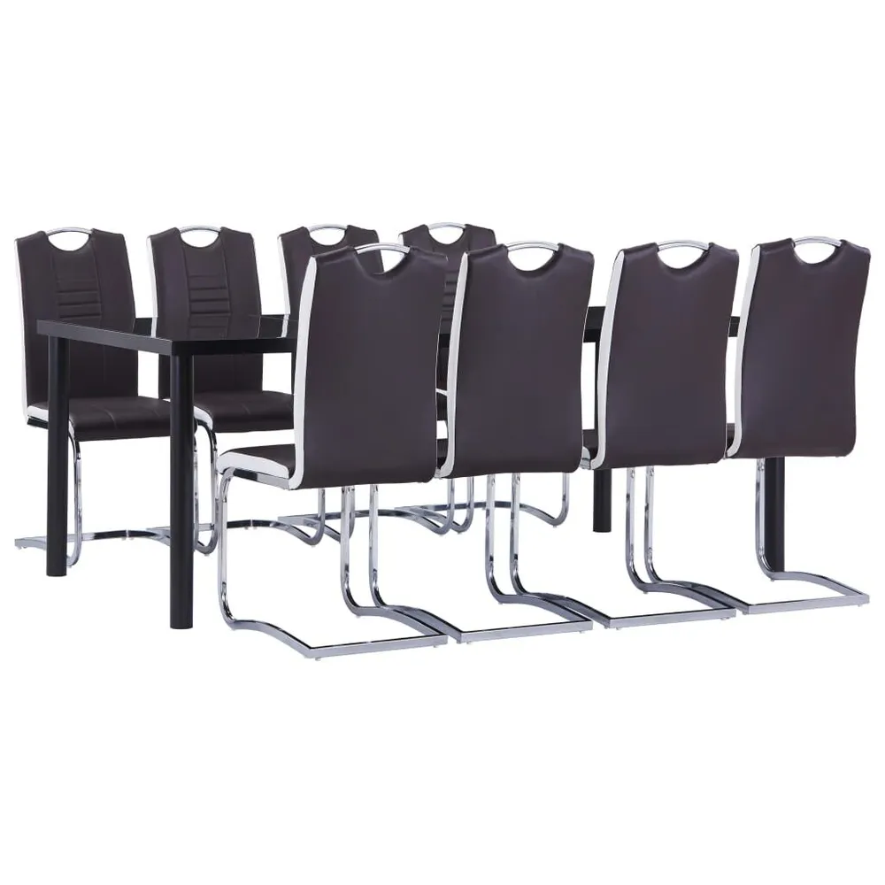 Isola Cucina Set Sala da Pranzo 9 pz Similpelle Marrone