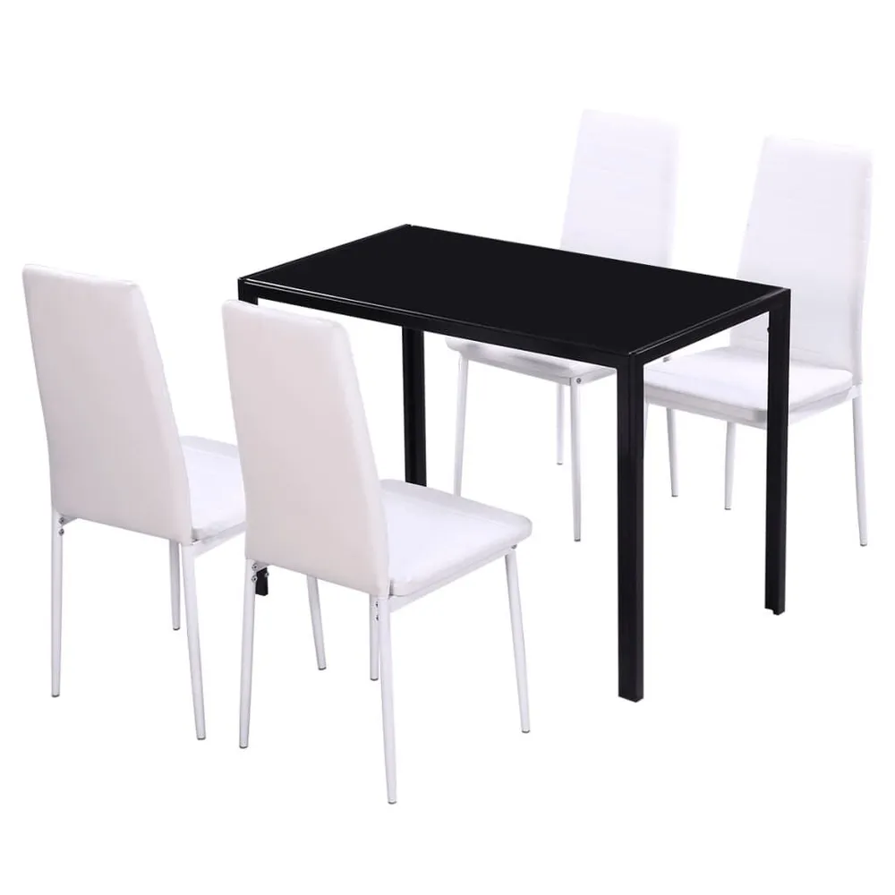 Set Tavolo da Pranzo 5 pz Nero e Bianco Made Italy