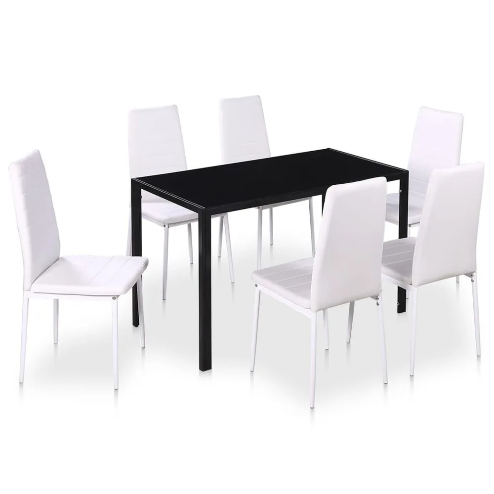 Tavolo Allungabile Set Tavolo da Pranzo 7 pz Bianco e Nero