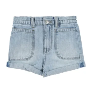 Short blu denim chiaro per neonata