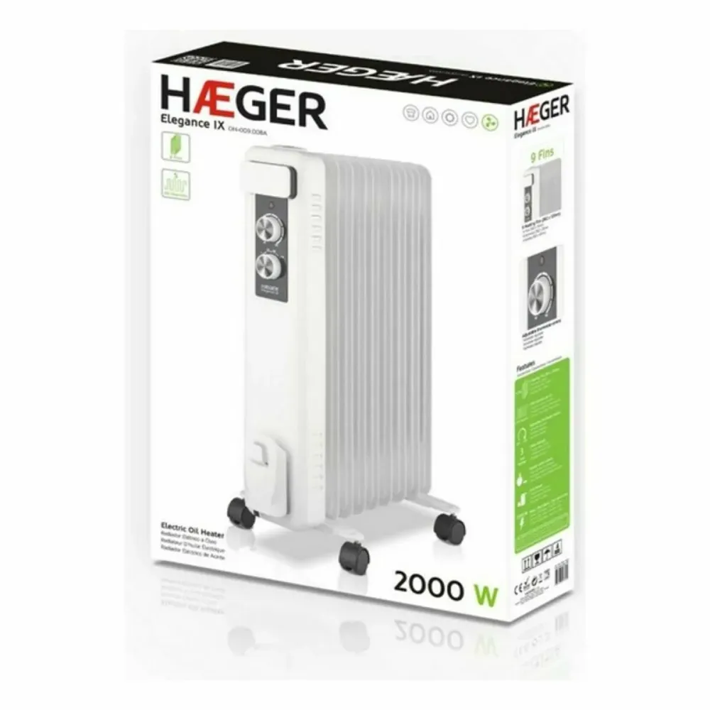 Radiatore Olio (9 elementi) Haeger OH-009.008A Bianco 2000 W